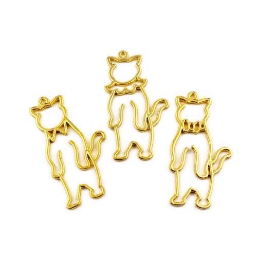 Tibetan Style Animal Pendants, Cat, gold color plated, DIY & different styles for choice, more colors for choice, 100PCs/Bag, Sold By Bag