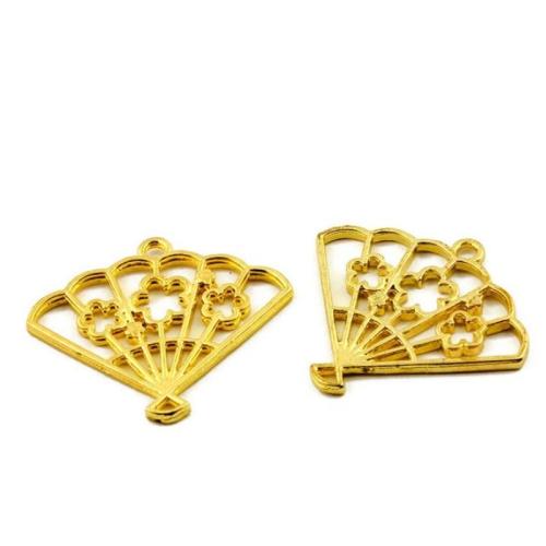 Tibetan Style Pendants, Fan, gold color plated, DIY, more colors for choice, 35x31mm, 100PCs/Bag, Sold By Bag