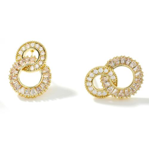 Cubic Zirconia Micro Pave Brass Earring, Number 8, plated, micro pave cubic zirconia & for woman & hollow, more colors for choice, Sold By Pair