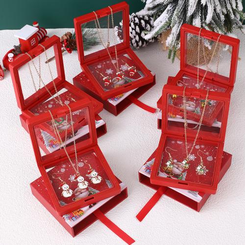 Tibetan Style Jewelry Sets, earring & necklace, 2 pieces & Christmas Design & for woman & enamel, Sold By Set