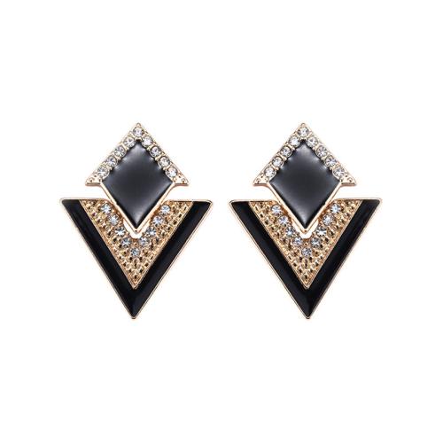 Tibetan Style Stud Earring, plated, for woman & enamel & with rhinestone, 35x25mm, Sold By Pair