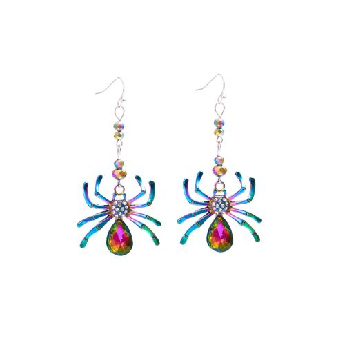 Nuevas joyas y decoraciones populares de Halloween, aleación de zinc, Araña, chapado, Joyería & para mujer & con diamantes de imitación, más colores para la opción, Vendido por Par