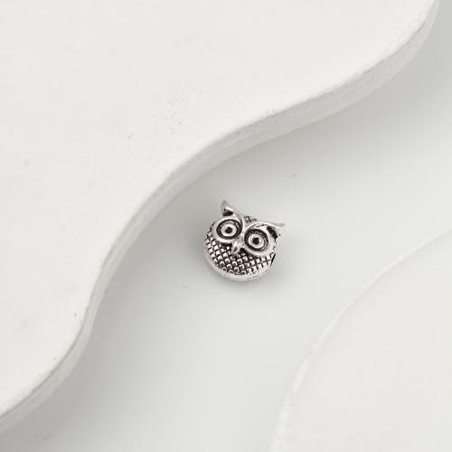 Perles animaux en alliage de zinc, hibou, Plaqué de couleur d'argent, DIY, 10x10x6mm, 850PC/kg, Vendu par kg