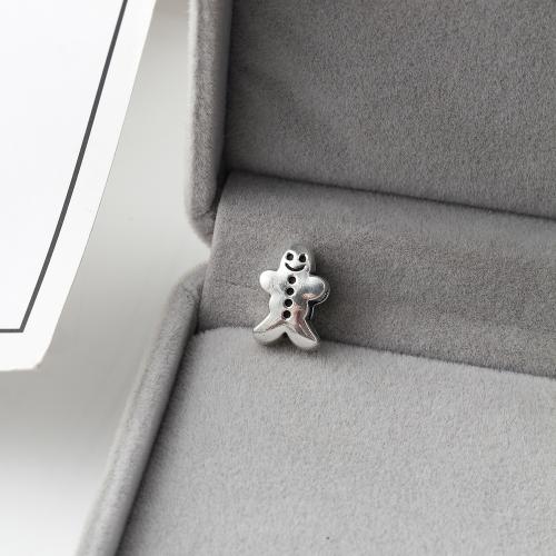 Bijoux de perles en alliage de Zinc , Gingerbread Man, Plaqué de couleur d'argent, DIY, 8x7x14mm, 350PC/kg, Vendu par kg