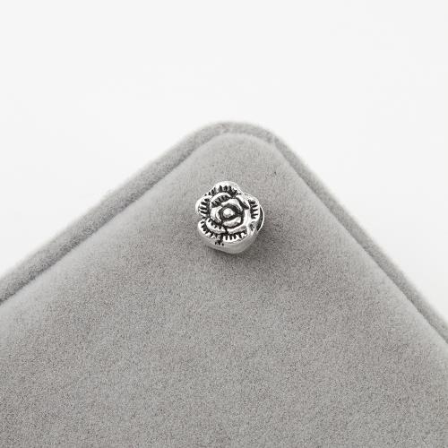 Perles fleurs en alliage de zinc, Rose, Plaqué de couleur d'argent, DIY, 9x7x10mm, 700PC/kg, Vendu par kg