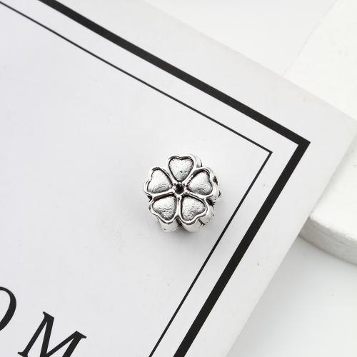 Perles fleurs en alliage de zinc, Plaqué de couleur d'argent, DIY, 10x7x10mm, 350PC/kg, Vendu par kg