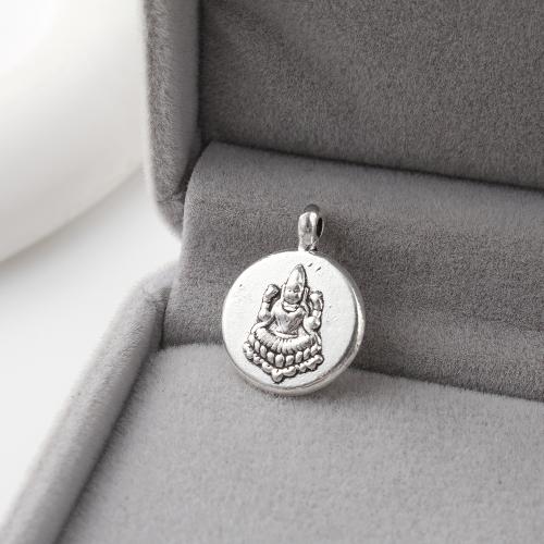 Tibetan Style Pendants, Round, antique silver color plated, DIY, 14x4x19mm, 350PCs/KG, Sold By KG