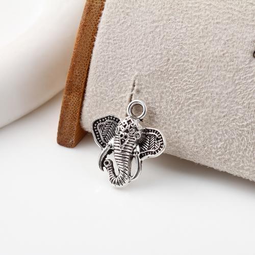 Tibetan Style Animal Pendants, Elephant, antique silver color plated, DIY, 19x4x21mm, 450PCs/KG, Sold By KG