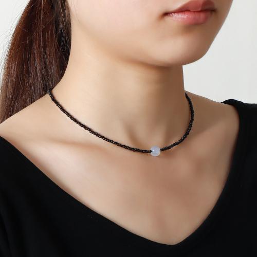 Glass Necklace, with Tibetan Style, with 2.3inch extender chain, fashion jewelry & for woman, more colors for choice, Length:Approx 14.5 Inch, Sold By PC