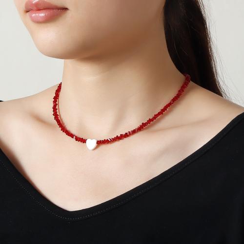 Glass Necklace, with Tibetan Style, with 2.3inch extender chain, Heart, platinum color plated, fashion jewelry & for woman, more colors for choice, Length:Approx 14.9 Inch, Sold By PC