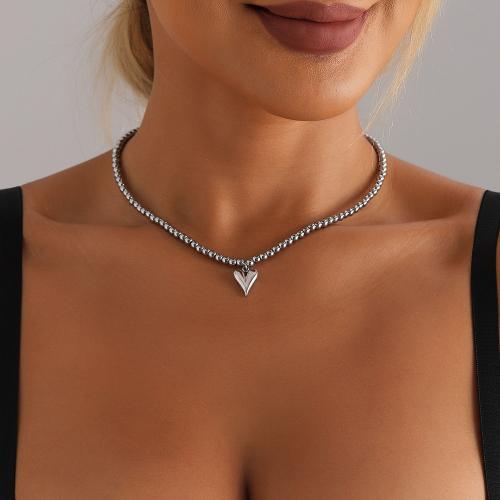 Tibetan Style Necklace, with Titanium Steel, with 2.7inch extender chain, Heart, fashion jewelry & for woman, Length:Approx 16.1 Inch, Sold By PC