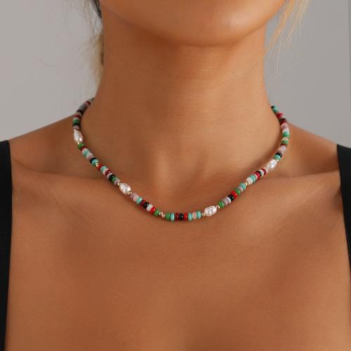 Seedbead collier, avec perle de plastique & alliage de zinc, avec 1.9inch chaînes de rallonge, bijoux de mode & pour femme, Longueur:Environ 16.5 pouce, Vendu par PC