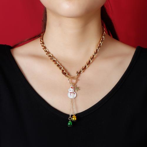 Tibetan Style Necklace, gold color plated, Christmas jewelry & different styles for choice & for woman & enamel, Length:Approx 16-17 Inch, Sold By PC