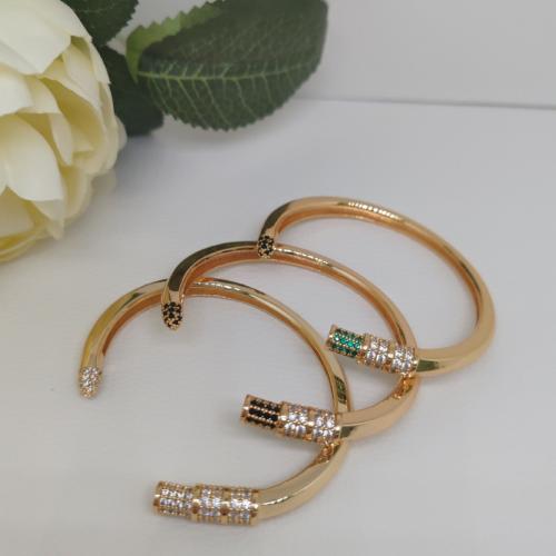 Brass Bracelet & Bangle, fashion jewelry & micro pave cubic zirconia & for woman, more colors for choice, Sold By PC