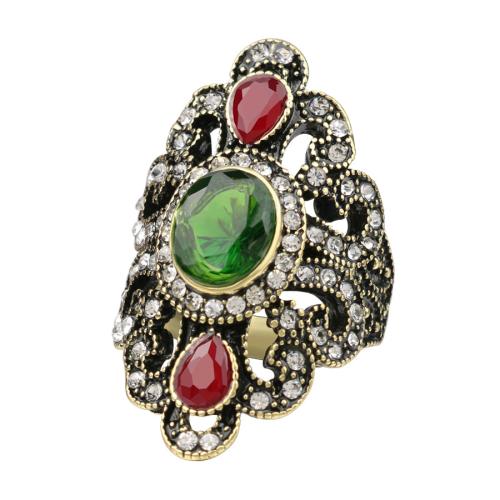 Tibetan Style Finger Ring, with Resin, fashion jewelry & Unisex & different size for choice & with rhinestone, mixed colors, Sold By PC