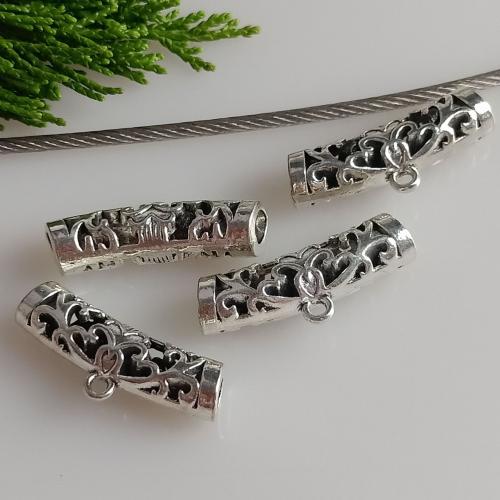 Perles tubes en alliage de zinc, Plaqué de couleur d'argent, DIY, 11x26mm, Trou:Environ 4mm, 100PC/sac, Vendu par sac