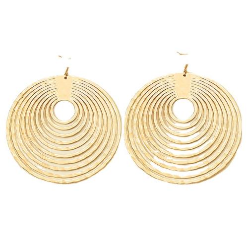 Boucles d'oreilles en alliage de zinc, bijoux de mode & pour femme & creux, doré, 60mm, Vendu par paire