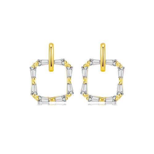 Pendientes de Micro Pavé de Zirconía Cúbica en Plata de Ley, Plata de ley 925, Joyería & micro arcilla de zirconia cúbica & para mujer, 13.20x9.20mm, Vendido por Par