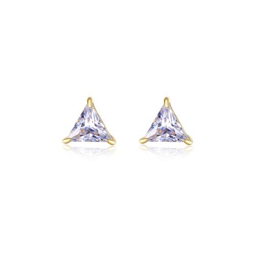 Cubic Zirconia Micro Pave Sterling Silver Earring, 925 Sterling Silver, Triangle, fashion jewelry & different size for choice & micro pave cubic zirconia & for woman, Sold By Pair