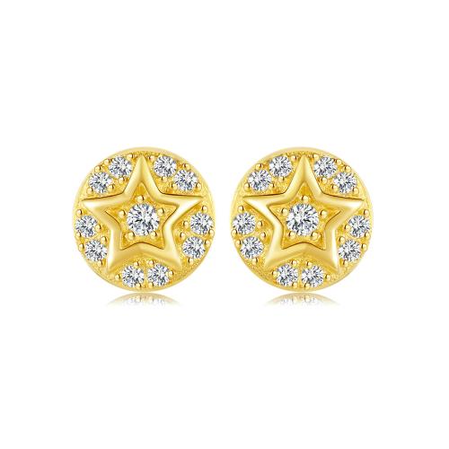 Pendientes de Micro Pavé de Zirconía Cúbica en Plata de Ley, Plata de ley 925, Joyería & micro arcilla de zirconia cúbica & para mujer, 5.70x5.70mm, Vendido por Par