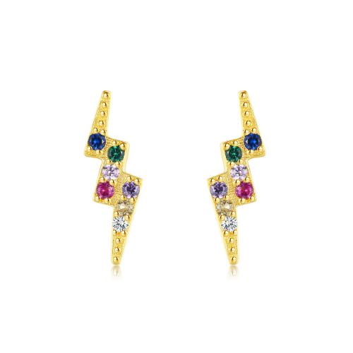 Pendientes de Micro Pavé de Zirconía Cúbica en Plata de Ley, Plata de ley 925, Joyería & micro arcilla de zirconia cúbica & para mujer, más colores para la opción, 12x3.70mm, Vendido por Par