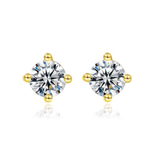 Pendientes de Micro Pavé de Zirconía Cúbica en Plata de Ley, Plata de ley 925, Joyería & micro arcilla de zirconia cúbica & para mujer, 4x4mm, Vendido por Par