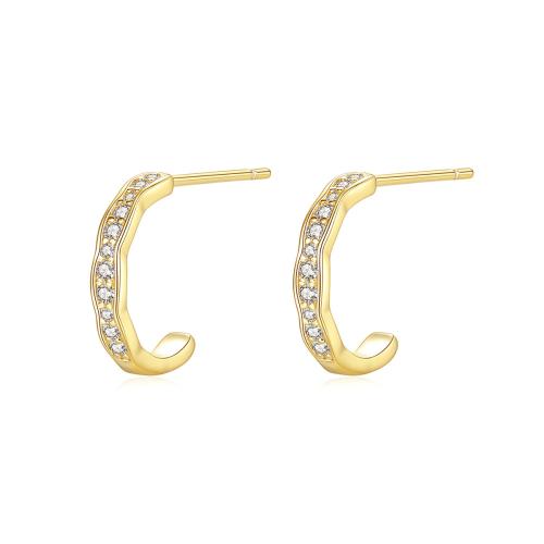 Pendientes de Micro Pavé de Zirconía Cúbica en Plata de Ley, Plata de ley 925, Joyería & micro arcilla de zirconia cúbica & para mujer, 12.67x2.16mm, Vendido por Par