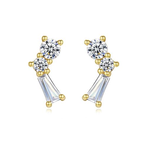 Pendientes de Micro Pavé de Zirconía Cúbica en Plata de Ley, Plata de ley 925, Joyería & micro arcilla de zirconia cúbica & para mujer, 8.80x4.90mm, Vendido por Par