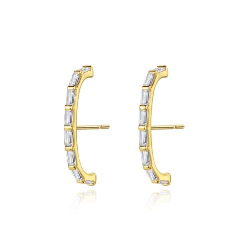 Pendientes de Micro Pavé de Zirconía Cúbica en Plata de Ley, Plata de ley 925, Joyería & micro arcilla de zirconia cúbica & para mujer, más colores para la opción, 20.80x1.70mm, Vendido por Par