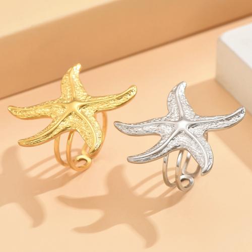 Stainless Steel Finger Ring, 304 Stainless Steel, Starfish, fashion jewelry & for woman, more colors for choice, US Ring Size:7, Sold By PC