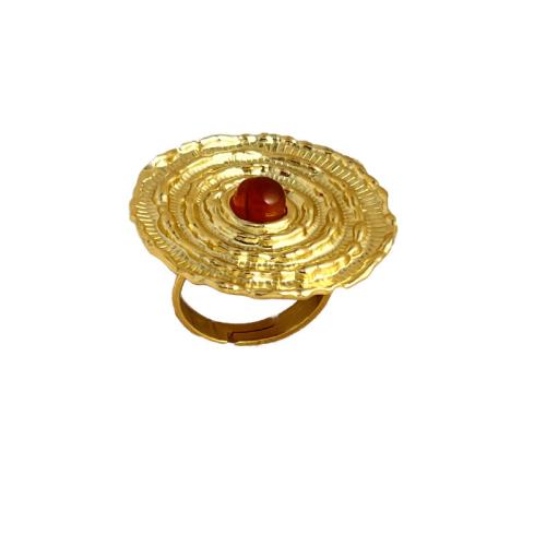 Anillo de dedo de acero inoxidable, acero inoxidable 304, con Vidrio, 18K chapado en oro, Joyería & para mujer, dorado, Vendido por UD