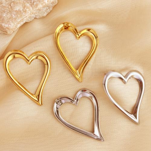 Stainless Steel Stud Earrings, 304 Stainless Steel, Heart, fashion jewelry & for woman, more colors for choice, 60x44mm, Sold By Pair