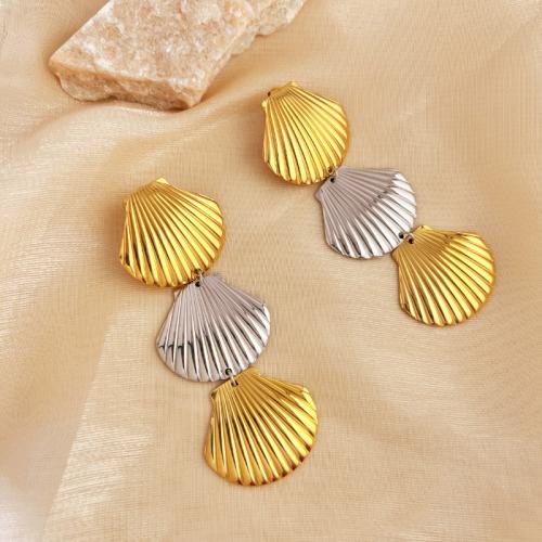 Stainless Steel Drop Earring, 304 Stainless Steel, Shell, fashion jewelry & for woman, 32x90mm, Sold By Pair