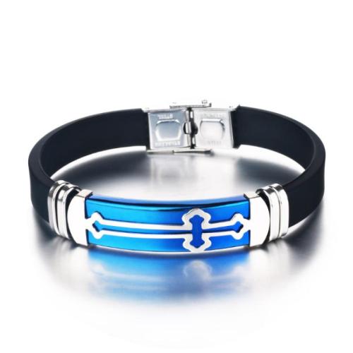 Bracelets en silicone, 201 acier inoxydable, avec silicone, bijoux de mode & unisexe, plus de couleurs à choisir, 10mm, Longueur:Environ 20.5 cm, Vendu par PC