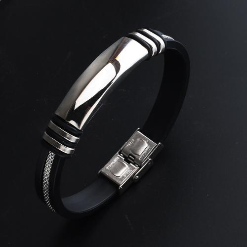 Silikon Armbänder, 201 Edelstahl, mit Silikon, Modeschmuck & unisex, Länge:ca. 21.5 cm, verkauft von PC