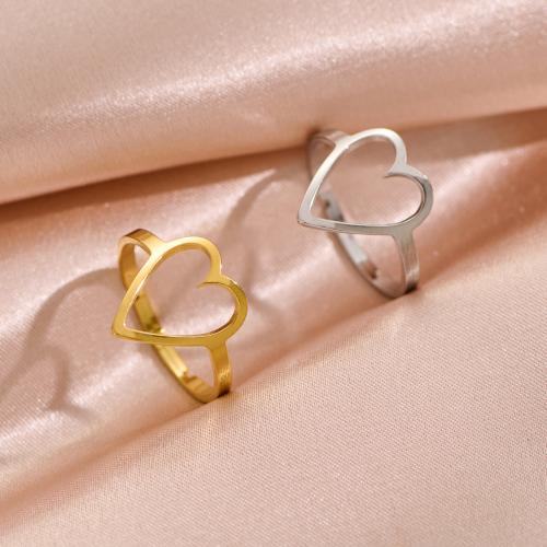 Stainless Steel Finger Ring, 304 Stainless Steel, Heart, Vacuum Ion Plating, Adjustable & fashion jewelry & for woman, more colors for choice, ring inner diameter:17-20mm, Sold By PC