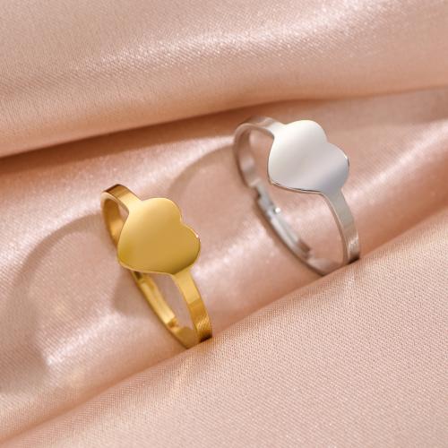 Stainless Steel Finger Ring, 304 Stainless Steel, Heart, Vacuum Ion Plating, Adjustable & fashion jewelry & for woman, more colors for choice, ring inner diameter:17-20mm, Sold By PC