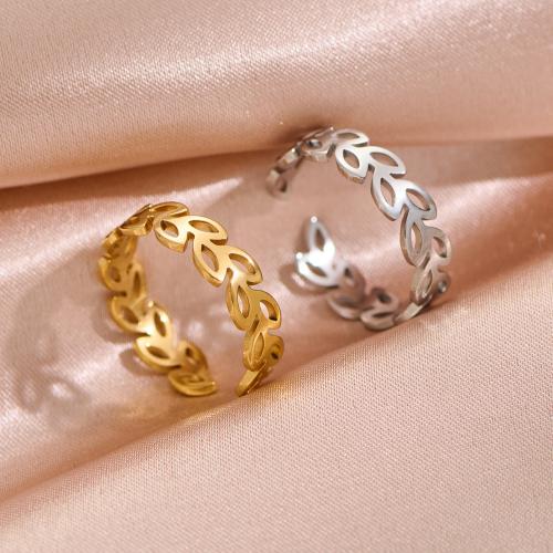 Stainless Steel Finger Ring, 304 Stainless Steel, Wheat, Vacuum Ion Plating, Adjustable & fashion jewelry & for woman, more colors for choice, ring inner diameter:17-20mm, Sold By PC