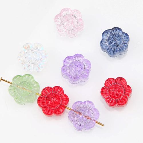 Fashion Glass Beads, Flower, DIY, more colors for choice, 13mm, 20PCs/Bag, Sold By Bag