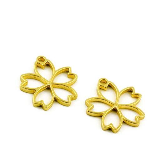 Tibetan Style Flower Pendants, gold color plated, DIY, 25x26mm, 100PCs/Bag, Sold By Bag