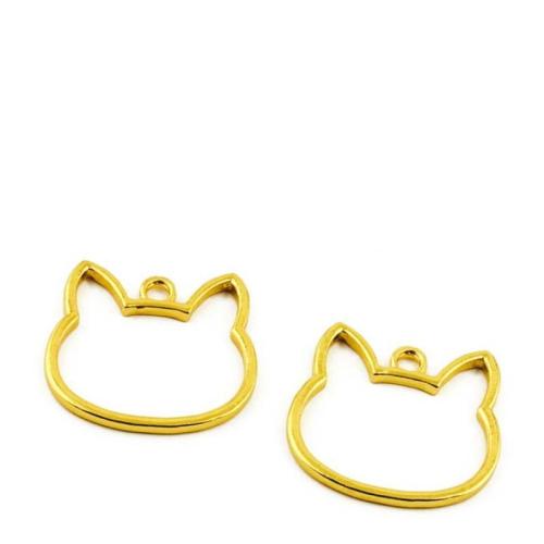 Tibetan Style Animal Pendants, Cat, gold color plated, DIY, 29x27x2mm, 100PCs/Bag, Sold By Bag