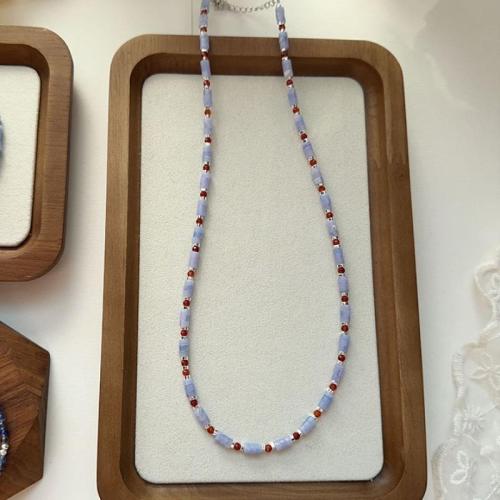 Natural Gemstone Necklace, with 8cm extender chain, fashion jewelry, mixed colors, Length:42 cm, Sold By PC