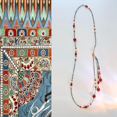 Collier bijoux de pierre gemme, avec perle d'eau douce cultivée & laiton, bijoux de mode, couleurs mélangées, Longueur:72 cm, Vendu par PC