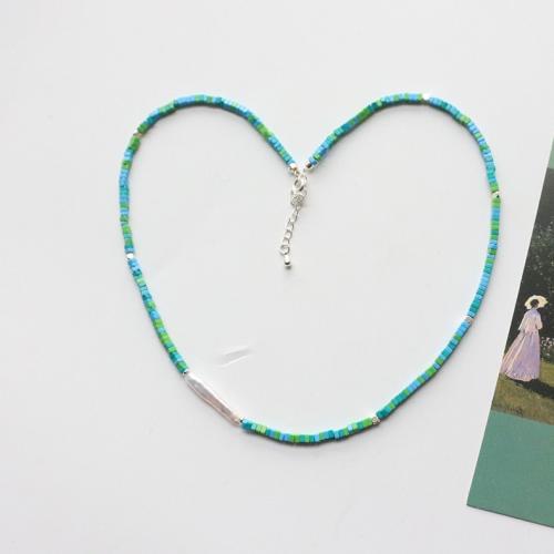 Natural Gemstone Necklace, with Freshwater Pearl, with 6cm extender chain, fashion jewelry, blue, Length:42 cm, Sold By PC