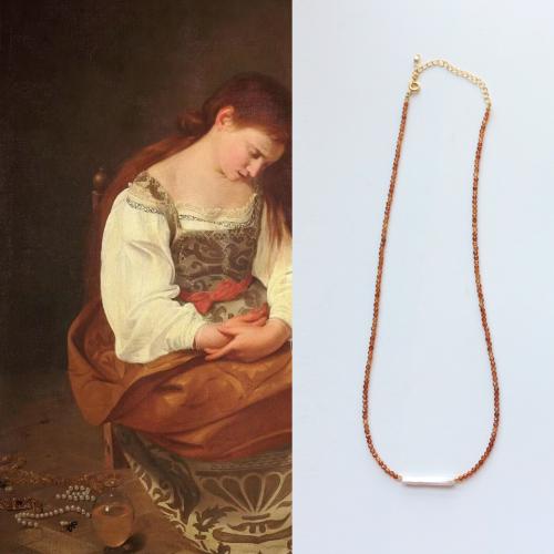 Collier bijoux de pierre gemme, grenat, avec perle d'eau douce cultivée & laiton, avec 5cm chaînes de rallonge, bijoux de mode, orange, Longueur:41 cm, Vendu par PC