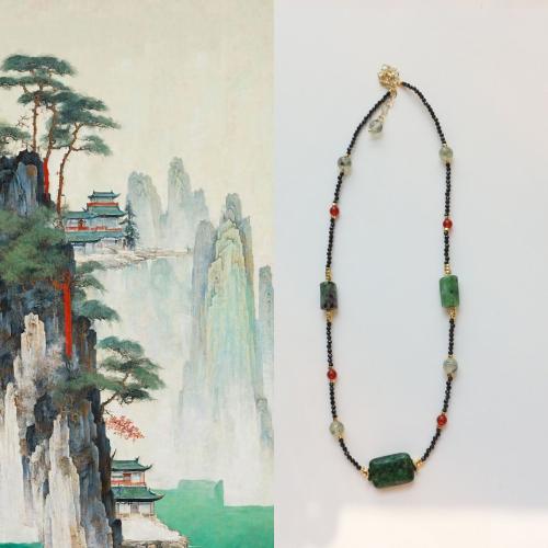 Collier bijoux de pierre gemme, avec laiton, avec 5cm chaînes de rallonge, bijoux de mode, couleurs mélangées, Longueur:38 cm, Vendu par PC