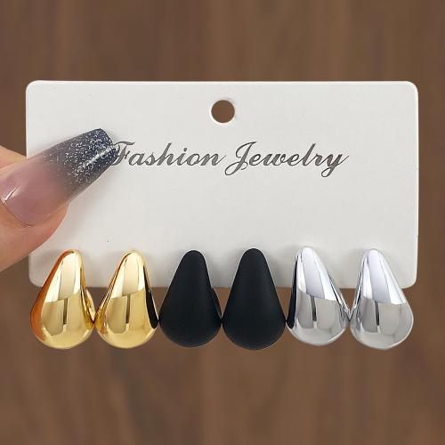 Earring Jewelry, Copper Coated Plastic, UV plating, three pieces & different styles for choice & for woman, more colors for choice, Sold By Set