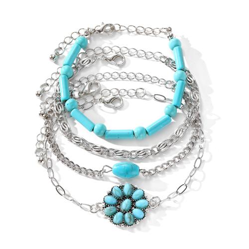 Tibetan Style Bracelet, with turquoise, 4 pieces & fashion jewelry & for woman, original color, Sold By Set