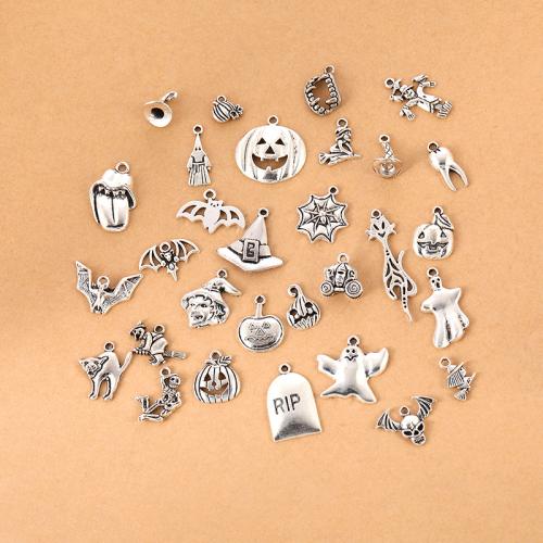 Pendant Halloween Fashion, alliage de zinc, Plaqué de couleur d'argent, Halloween Design & DIY & styles différents pour le choix, 50PC/sac, Vendu par sac