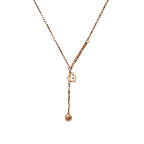 Collier d'acier titane, Placage, pour femme, couleur or rose, Vendu par PC